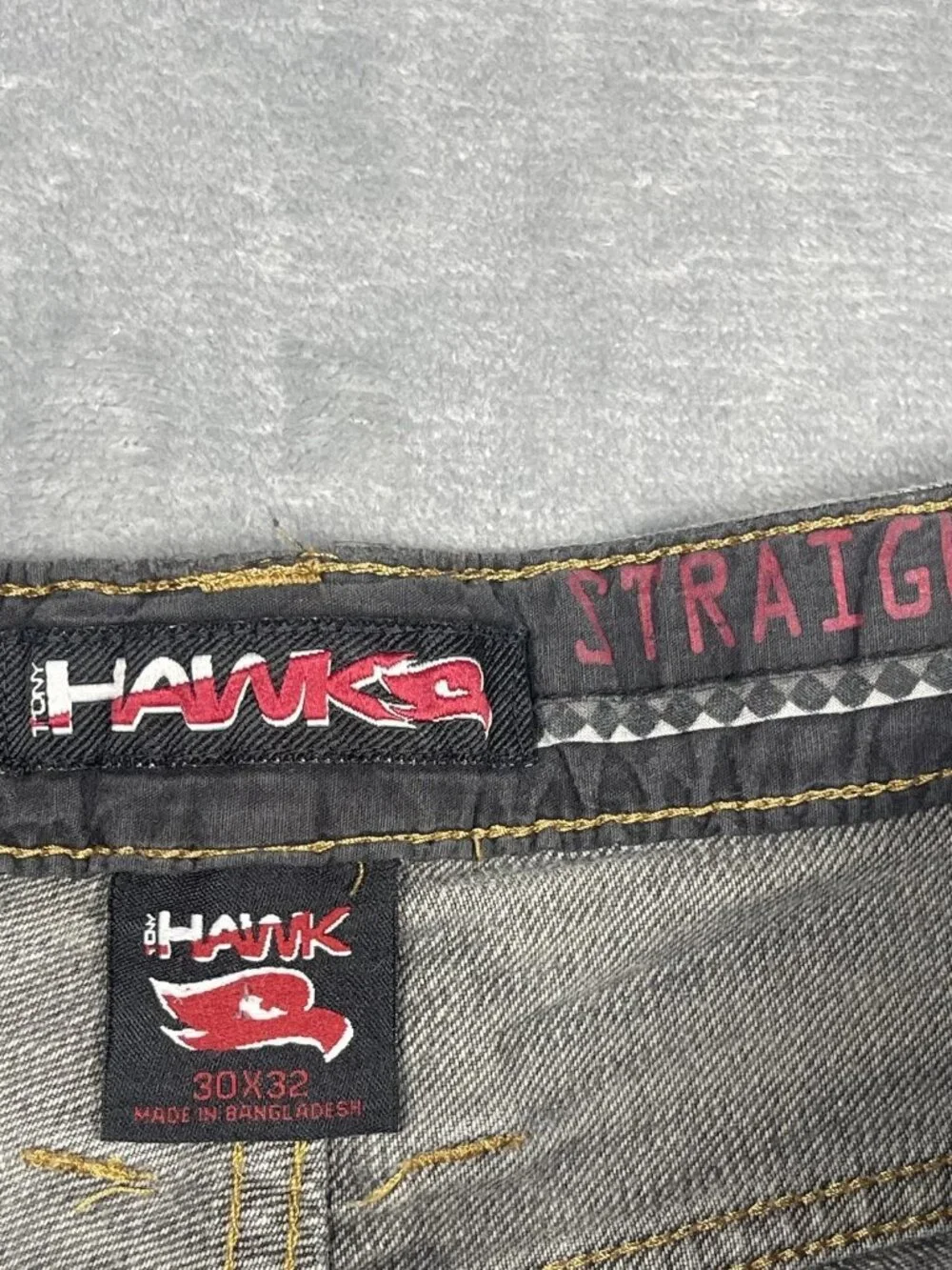 Tony Hawk Straight-Leg Denim Gray Faded Y2K Jeans 30 x 32